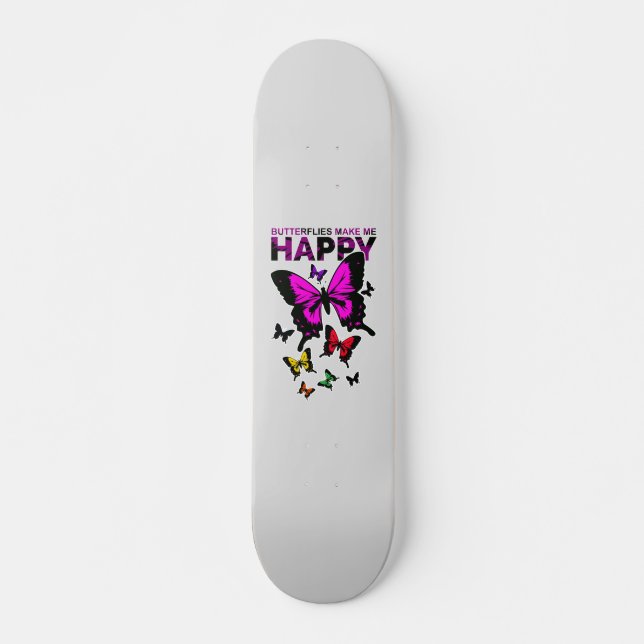 Fjärilar gör mig glad mini skateboard bräda 18,5 cm (Framsida)