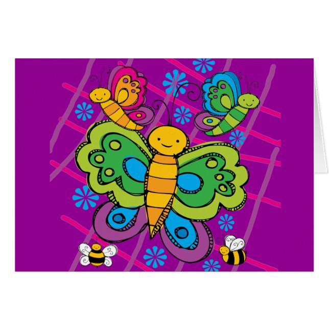 Fjärilar Hälsningskort (Framsidan Horizontal)