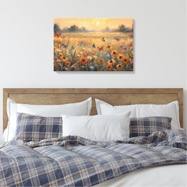 Fjärilar i ängen canvastryck (Insitu (sovrum))