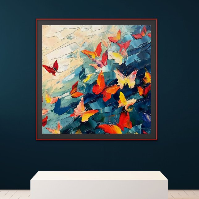 Fjärilar i rörelse – Expressiv abstrakt flykt Poster (Butterflies in Motion – Expressive Abstract Flight)