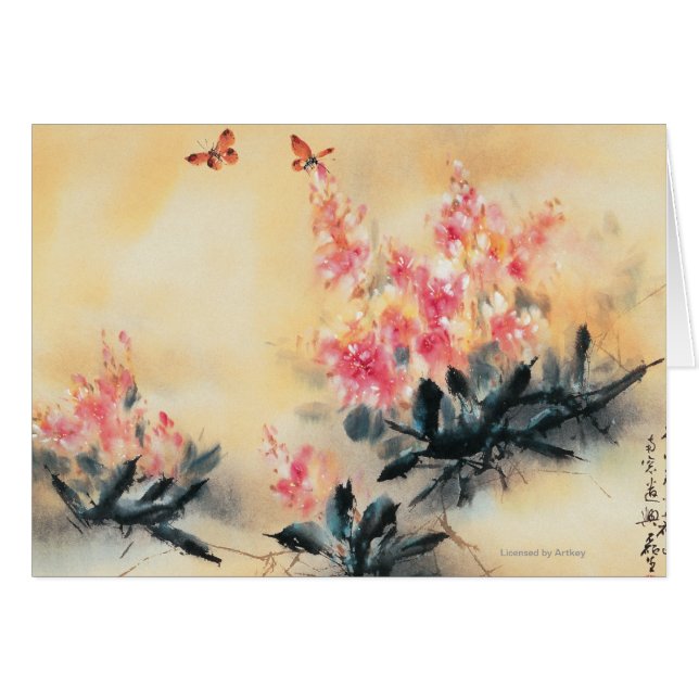 Fjärilar i vår hälsningskort (Framsidan Horizontal)