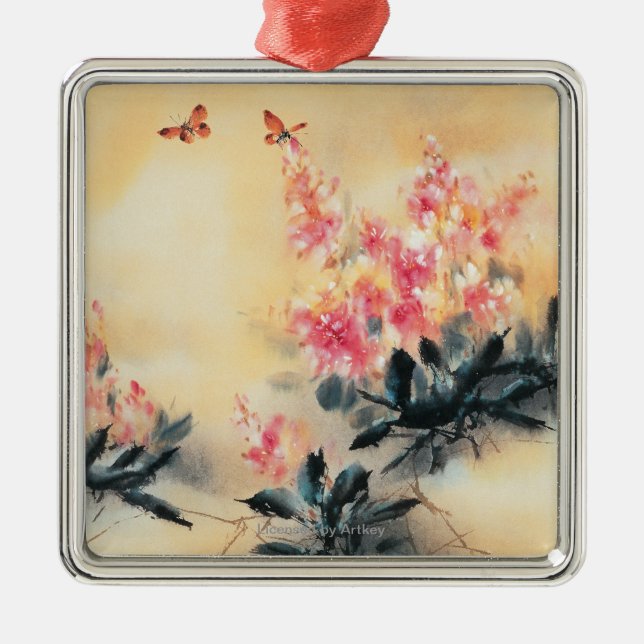 Fjärilar i vår julgransprydnad metall (Framsidan)