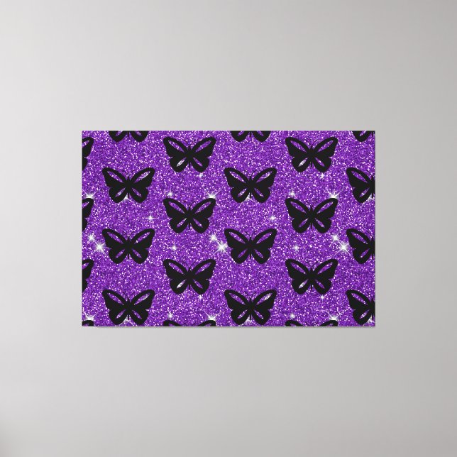 Fjärilar Lila Glitter Flyga Insekter Djur Canvastryck (Framsida)