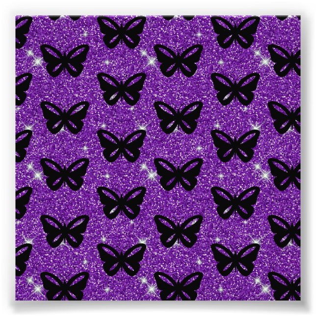 Fjärilar Lila Glitter Flyga Insekter Djur Fototryck (Framsidan)