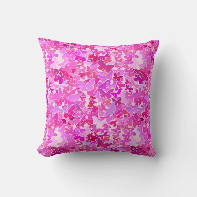 Fjärilar, lila, lavendel, rosa kudde (Framsida)