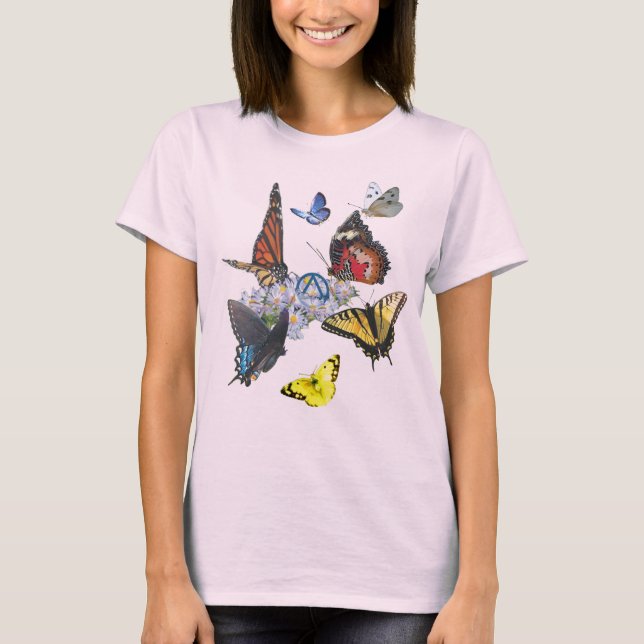fjärilar med cirkel triangel 26 varv t shirt (Framsida)