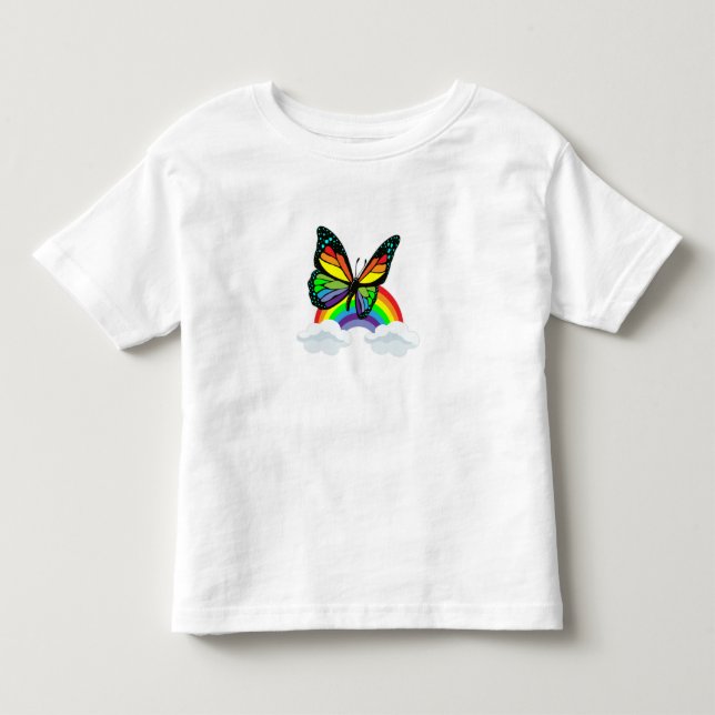 Fjärilar med regnbåge t shirt (Framsida)