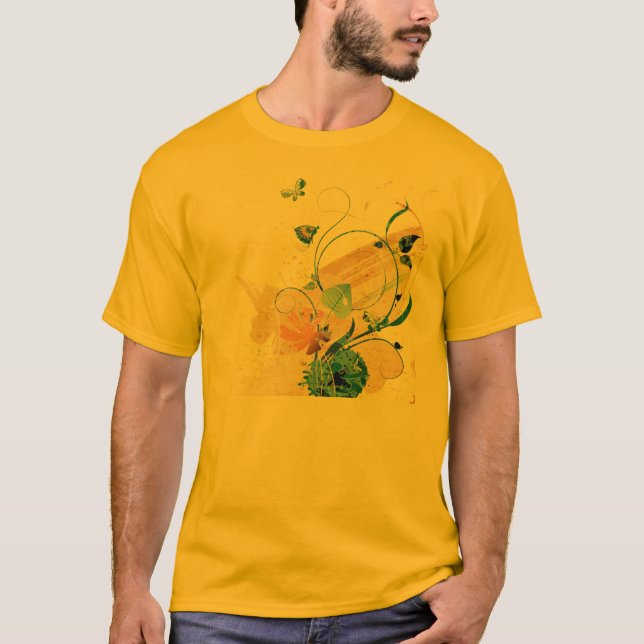 Fjärilar 'n blommar T-tröja Tee (Framsida)