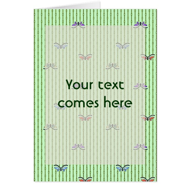 fjärilar och bamboridå hälsningskort (Framsidan)