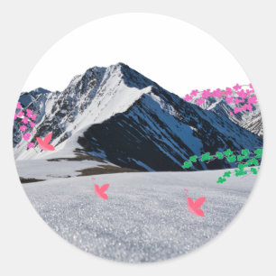 Fjärilar och bergslandskap dekal runt klistermärke
