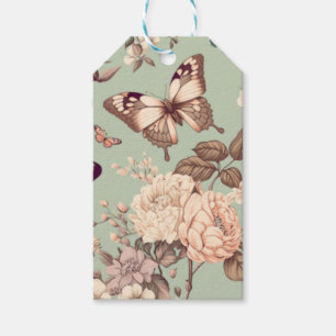 Fjärilar och blommor ωερυ ljust grön dekoration presentetikett