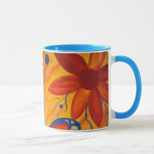 fjärilar och blommor Keramisk Mugg (Höger)