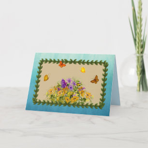 Fjärilar och blommor kort