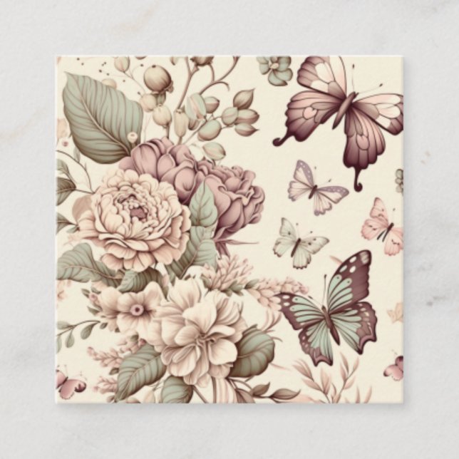 Fjärilar och blommor pastell dekoration tilläggskort (Framsida)