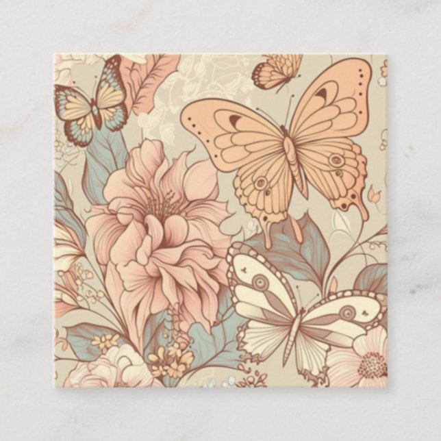 Fjärilar och blommor pastell färg tilläggskort (Framsida)
