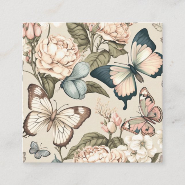 Fjärilar och blommor pastell färgskala tilläggskort (Framsida)