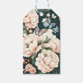 Fjärilar och blommor presentetikett