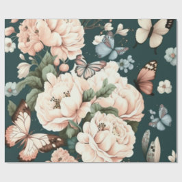 Fjärilar och blommor presentpapper