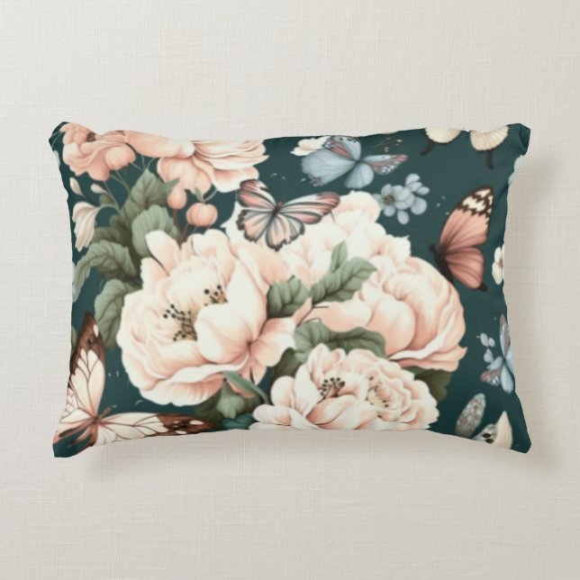 Fjärilar och blommor prydnadskudde (Framsidan)