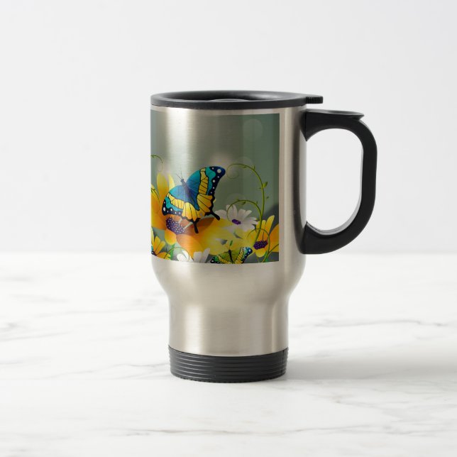 Fjärilar och blommor - Realistiska Resemugg (Höger)