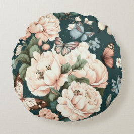 Fjärilar och blommor rund kudde