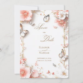 Fjärilar och blommor Spara dagen Inbjudningar