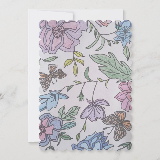 Fjärilar och blommor  spara datumet (Baksida)