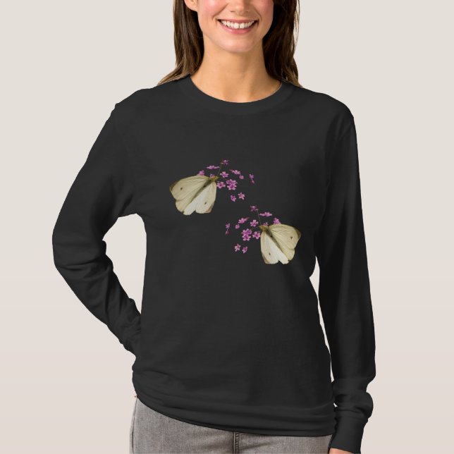 Fjärilar och blommor t shirt (Framsida)