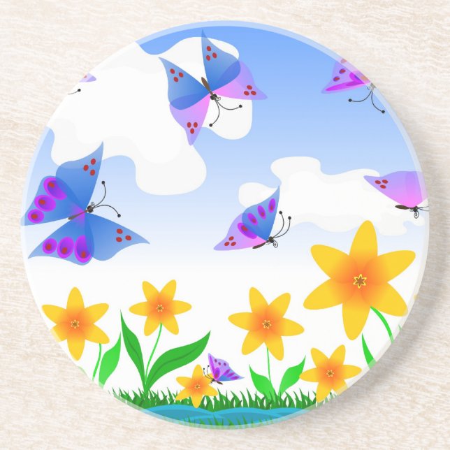 Fjärilar och blommor underlägg sandsten (Framsidan)