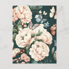 Fjärilar och blommor vykort
