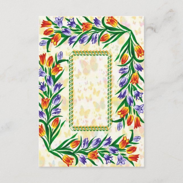 fjärilar och blomningar tilläggskort (Framsida)