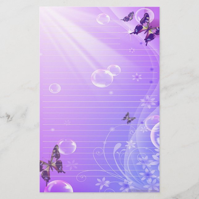 Fjärilar och bubblar stationärt brevpapper (Framsida)