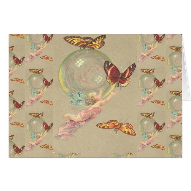Fjärilar och en ängel hälsningskort (Framsidan Horizontal)