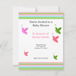 Fjärilar och ränder Baby Shower-inbjudan Inbjudningar