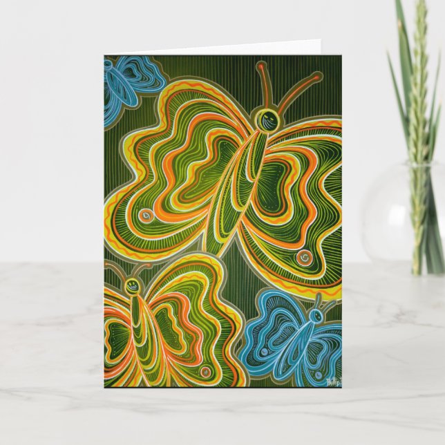 Fjärilar och randhälsningkort kort (Framsida)