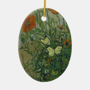 Fjärilar och vallmo av Vincent van Gogh Julgransprydnad Keramik