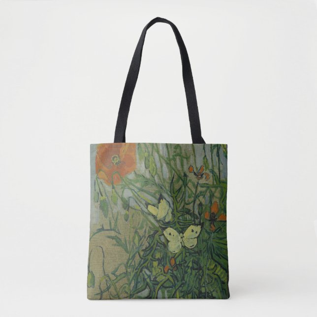 Fjärilar och vallmo av Vincent van Gogh Tygkasse (Framsida)