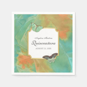 Fjärilar på Southwest färgar Quinceanera Pappersservett