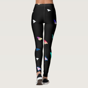 Fjärilar på svart damasker leggings