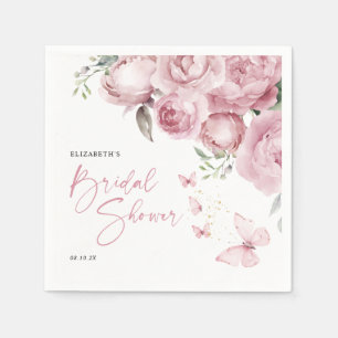 Fjärilar Rosa Blommig Bröllopsdusch Pappersservett
