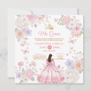 Fjärilar Rosa Lila Quinceañera 15 År Inbjudningar