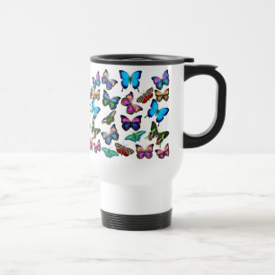 Fjärilar som fladdrar vid travel mug resemugg
