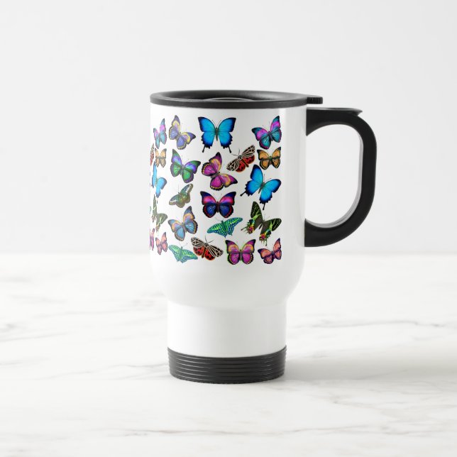 Fjärilar som fladdrar vid travel mug resemugg (Höger)