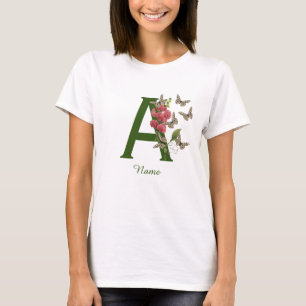 Fjärilar Sötärtsmonogram Initial A Namn T Shirt