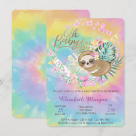 Fjärilar,Sovande Sengångare Tie Dye Baby Shower Inbjudningar