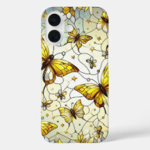 Fjärilar Stained Glass Mönster 