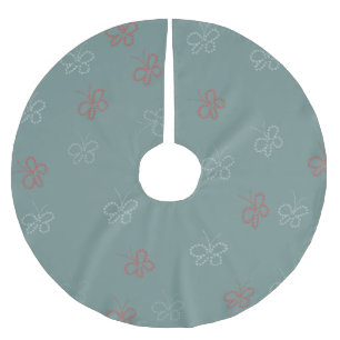 Fjärilar Stjärnor Sagegrön Julgransmatta Borstad Polyester