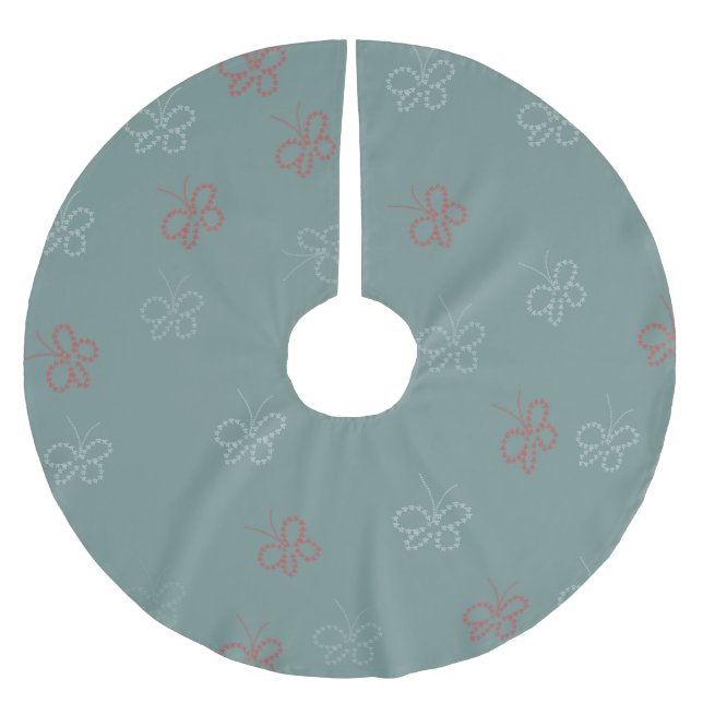 Fjärilar Stjärnor Sagegrön Julgransmatta Borstad Polyester (Framsidan)