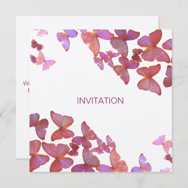 Fjärilar Vänligen Gå Med i Vår Inbjudan (Fram/baksida)