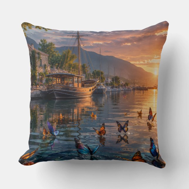Fjärilar vid hamnen kudde (Framsida)